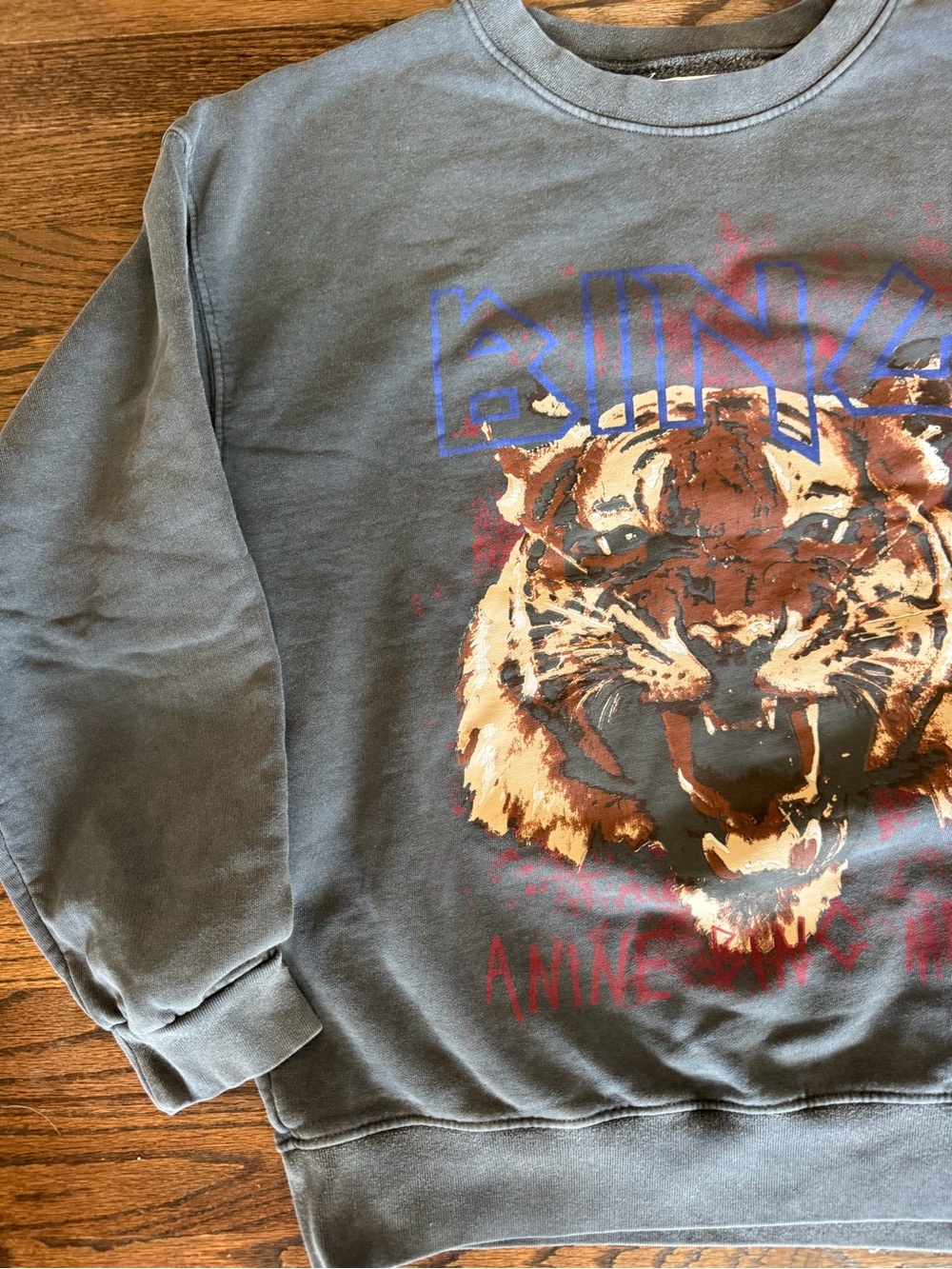 Anine Bing Grey Graphic Tiger Crewneck Sweater Medium - Picture 2 of 10